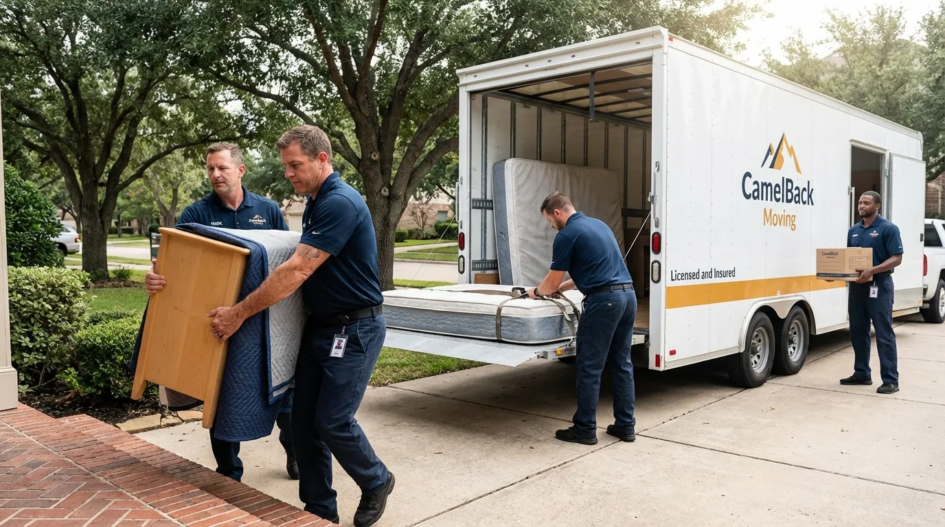 Crew loading residential truck for cross-state move from Bodfish, CA